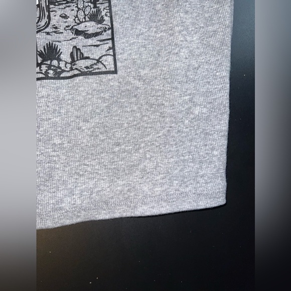 Obsessive Love Gray Cacti Desert Cropped Tank Top Size XL EUC - Picture 2 of 7